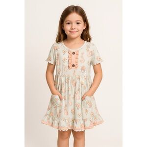 Orange Poppy Bunny Garden Dress